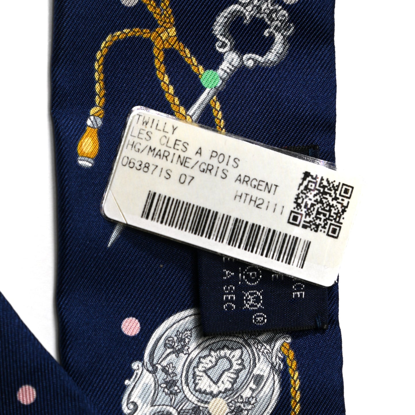 Silk Les Cles A Pois Twilly Marine Gris Argent