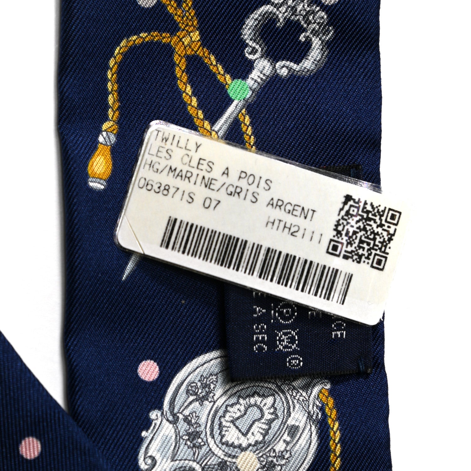 Hermes Silk Les Cles A Pois Twilly Marine Gris Argent 4 of 4