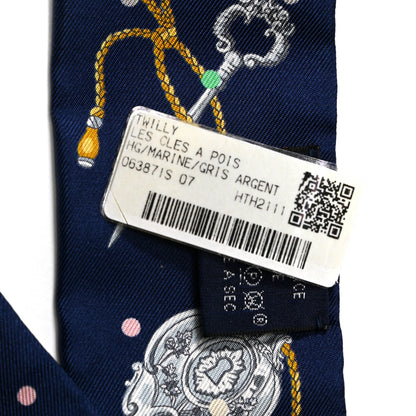 Hermes Silk Les Cles A Pois Twilly Marine Gris Argent 4 of 4
