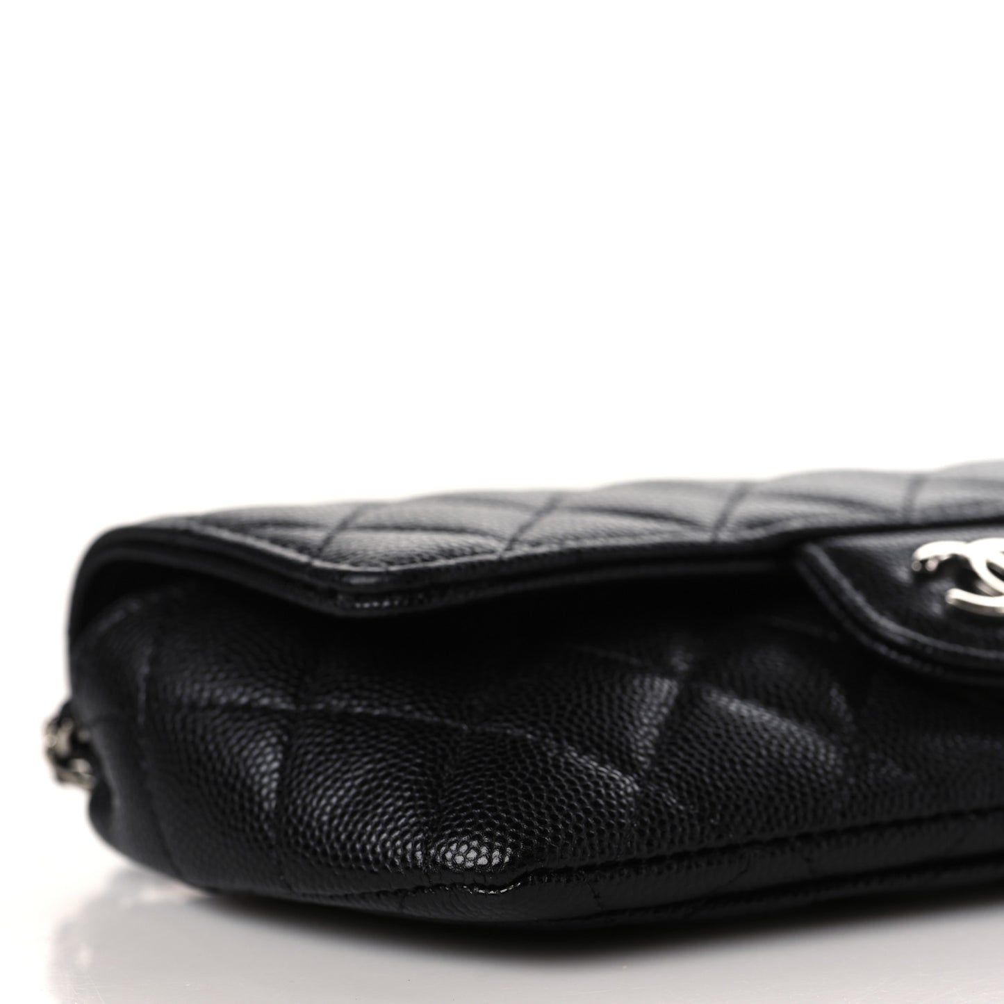 Caviar Quilted Glasses Case With Chain Black