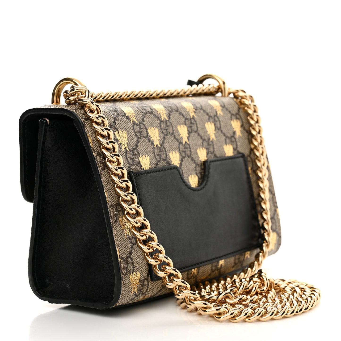 GG Supreme Monogram Bees Small Padlock Shoulder Bag Black
