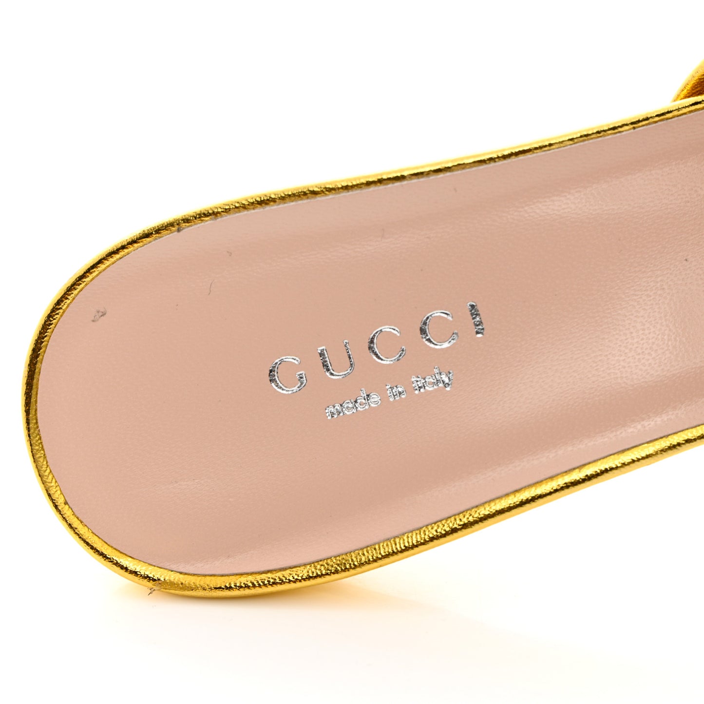 Metallic Nappa Crawford Knotted Mid Heel Slides 38 Gold