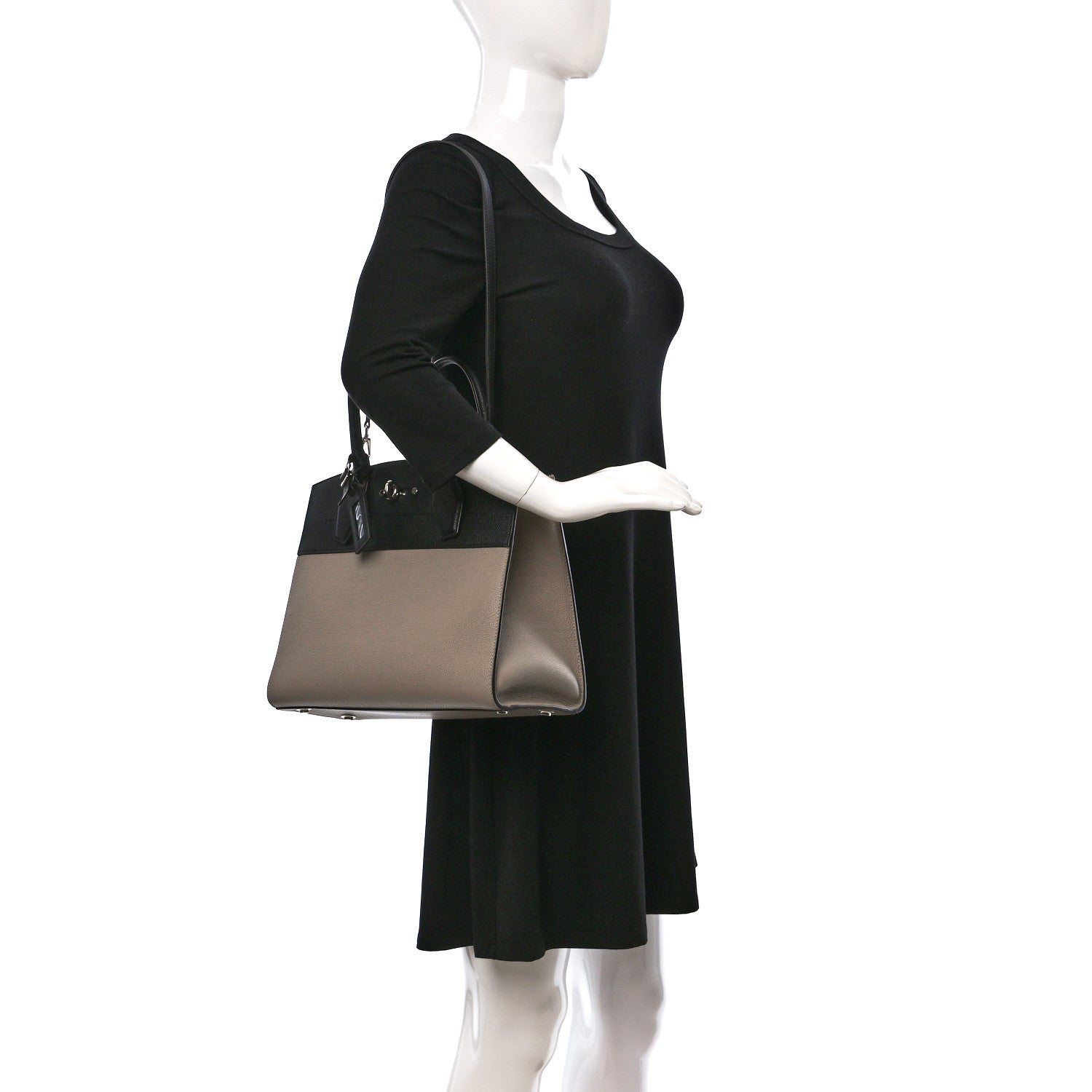 Louis Vuitton Taurillon City Steamer MM Black Beige 2 of 8