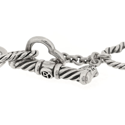 David Yurman Sterling Silver 18K Yellow Gold Cable Heart Link Bracelet 3 of 3