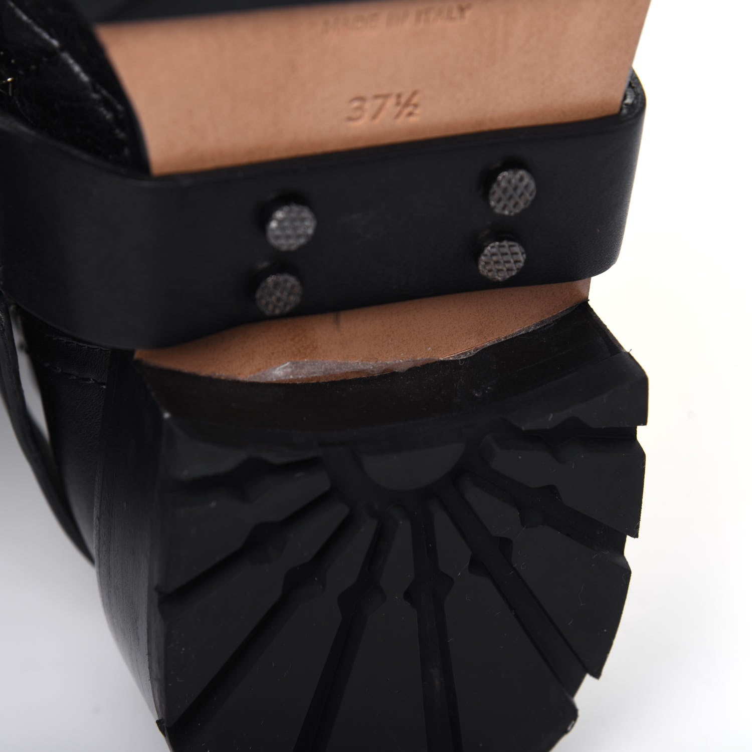 Valentino Garavani Crackled Lambskin Rockstud Spike 20mm Combat Boots 37.5 Black 10 of 15