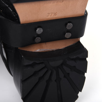 Valentino Garavani Crackled Lambskin Rockstud Spike 20mm Combat Boots 37.5 Black 10 of 15