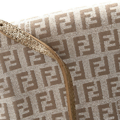 Fendi Metallic Jacquard Zucchino Suede Mini Mama Baguette Cipria Argento Grigio 11 of 13