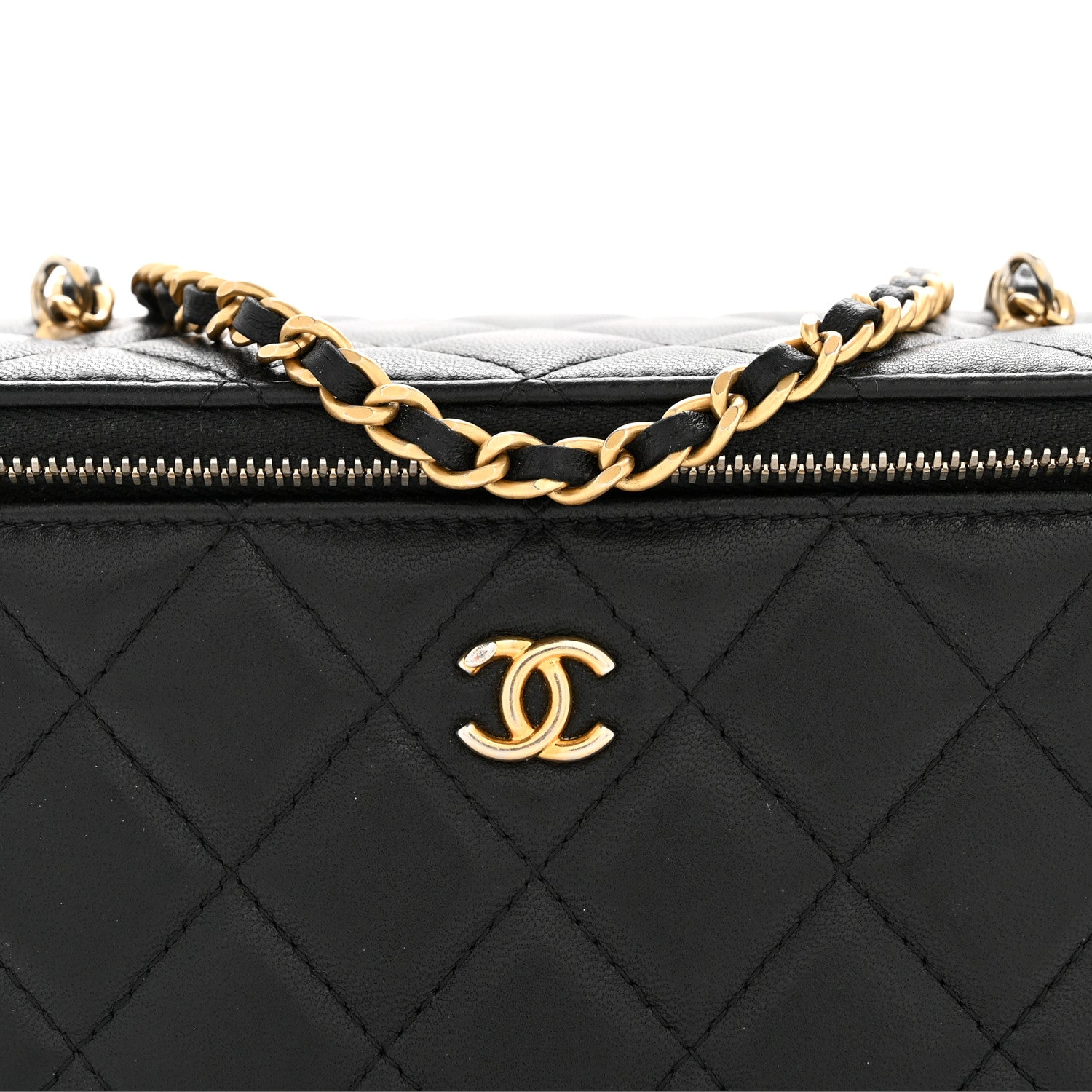 Chanel Lambskin Quilted Pearl Crush Small Vanity Case With Chain Black 8 of 13