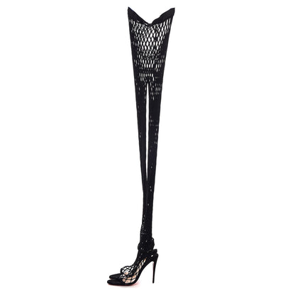 Christian Louboutin Veau Velours PVC Fishnet Zoom 100 Sandal 36 Black 1 of 11