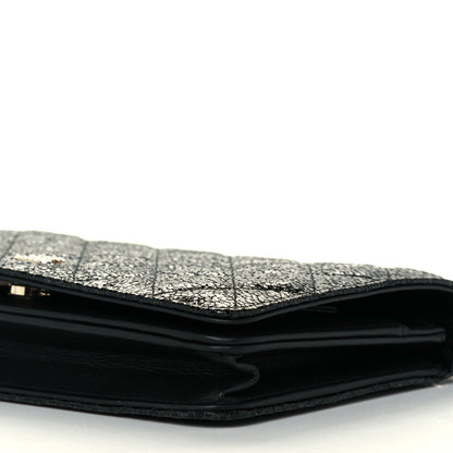 Chanel Crackled Patent Calfskin Quilted Pearl Wallet On Chain WOC Black 11 of 12