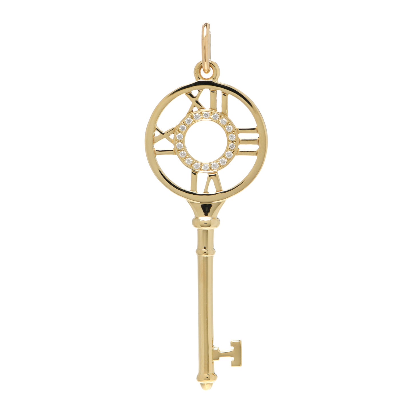 18K Yellow Gold Diamond Atlas Key Pendant
