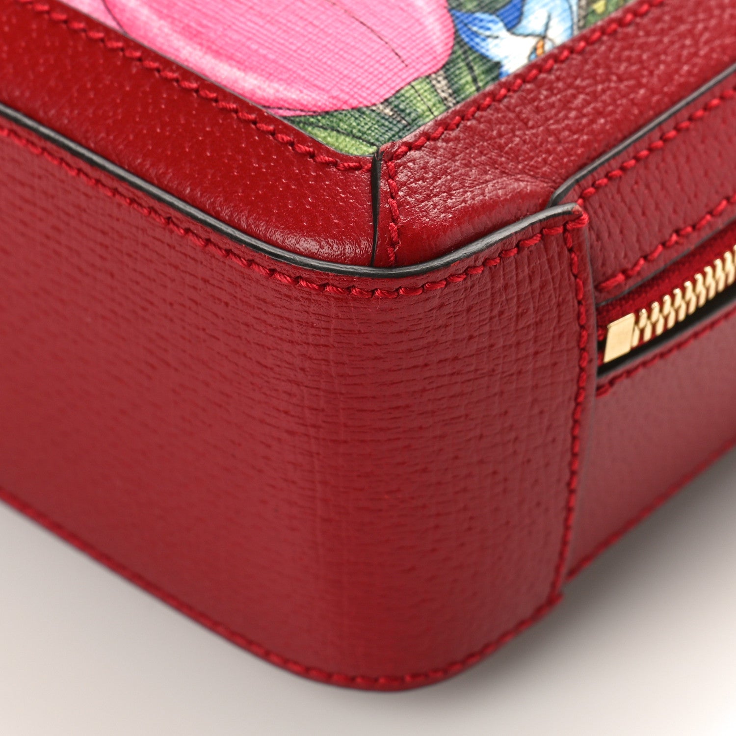 Gucci GG Supreme Monogram Flora Web Small Ophidia Top Handle Shoulder Bag Hibiscus Red 9 of 9