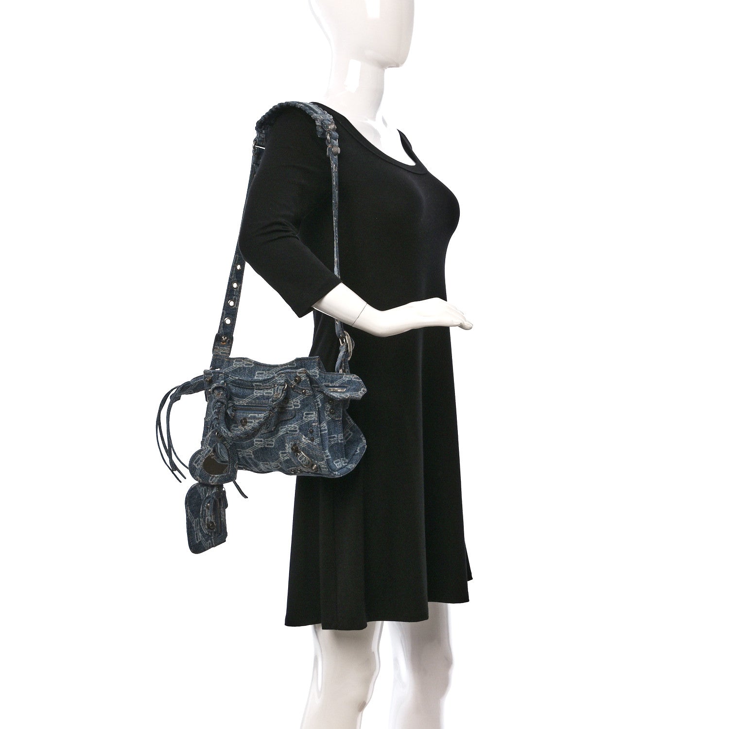 Balenciaga Denim BB Monogram Neo Cagole Handbag XS Blue 2 of 8