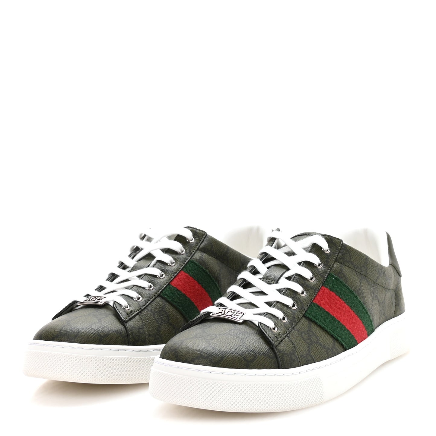 GG Supreme Monogram Web Mens New Ace Sneakers 9.5 Green