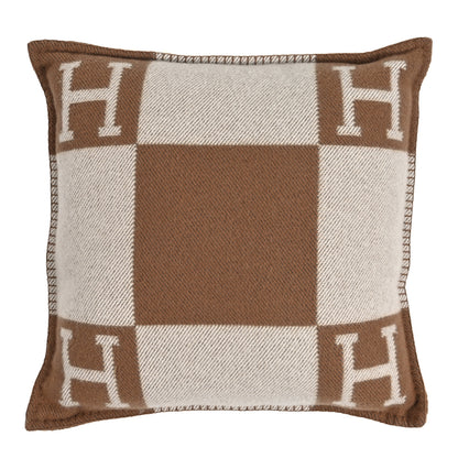Hermes Wool Cashmere Avalon Pillow PM Ecru Camel 1 of 3