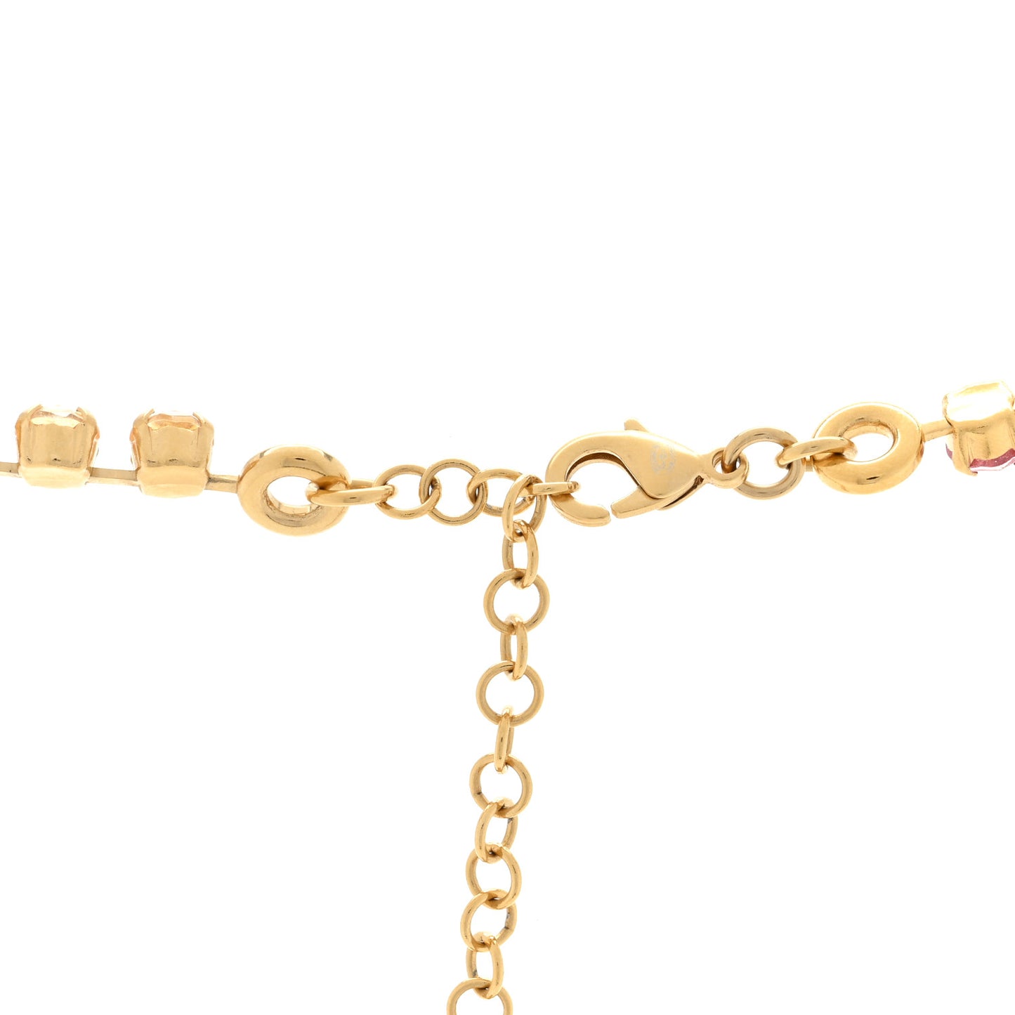 Metal Crystal CC Long Necklace Gold Pink Orange Purple Yellow
