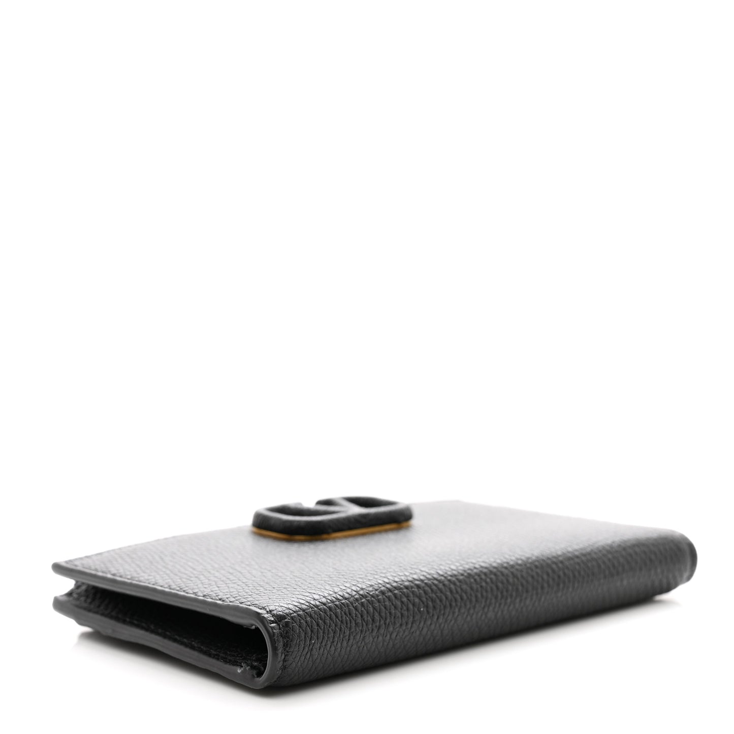 Grained Calfskin VLogo Coin Case Card Holder Black