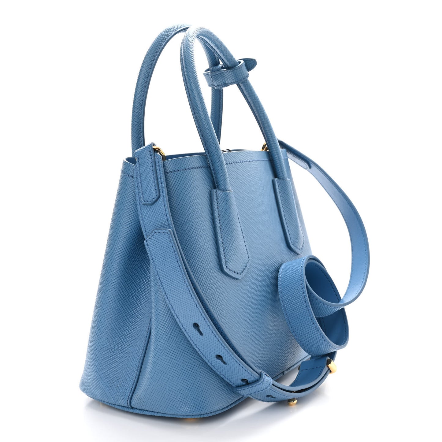 Saffiano Cuir Mini Double Bag Cobalto