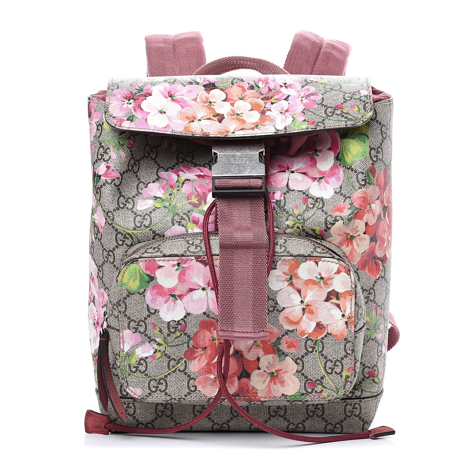 Gucci GG Supreme Monogram Blooms Small Single Buckle Backpack Beige Multicolor Dry Rose 1 of 10