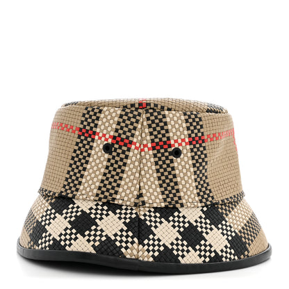 Burberry Calfskin Woven Check Bucket Hat M Archive Beige 4 of 8