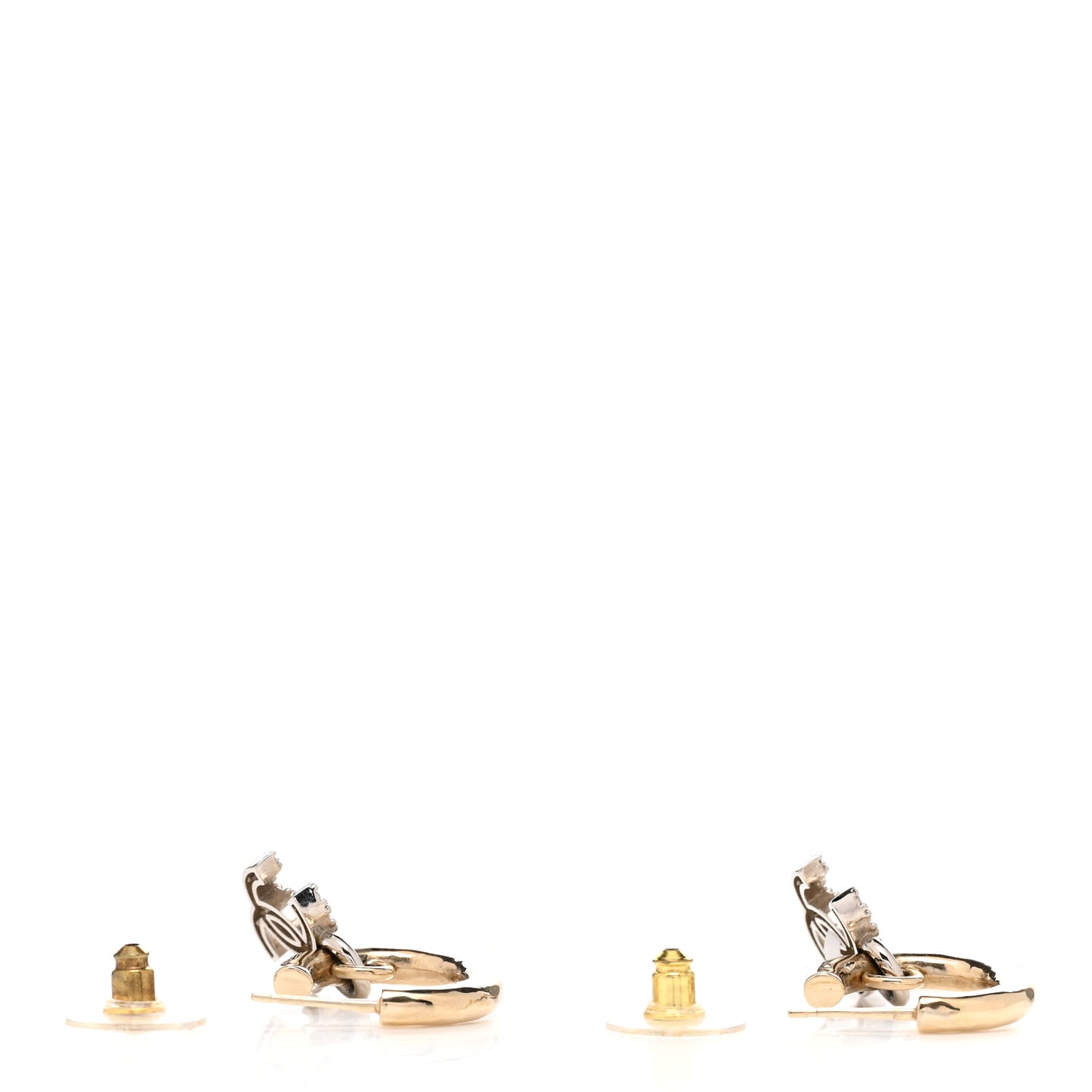 Metal Crystal CC Hoop Drop Earrings Gold