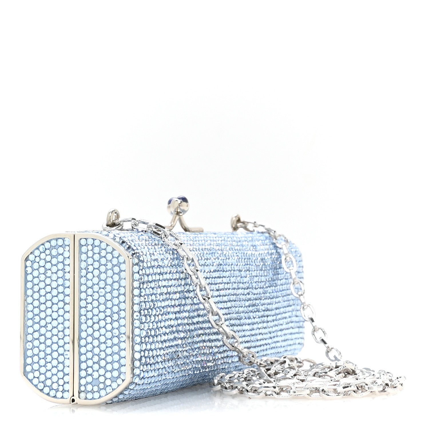 Judith Leiber Swarovski Crystal Minaudiere Clutch Blue 2 of 8