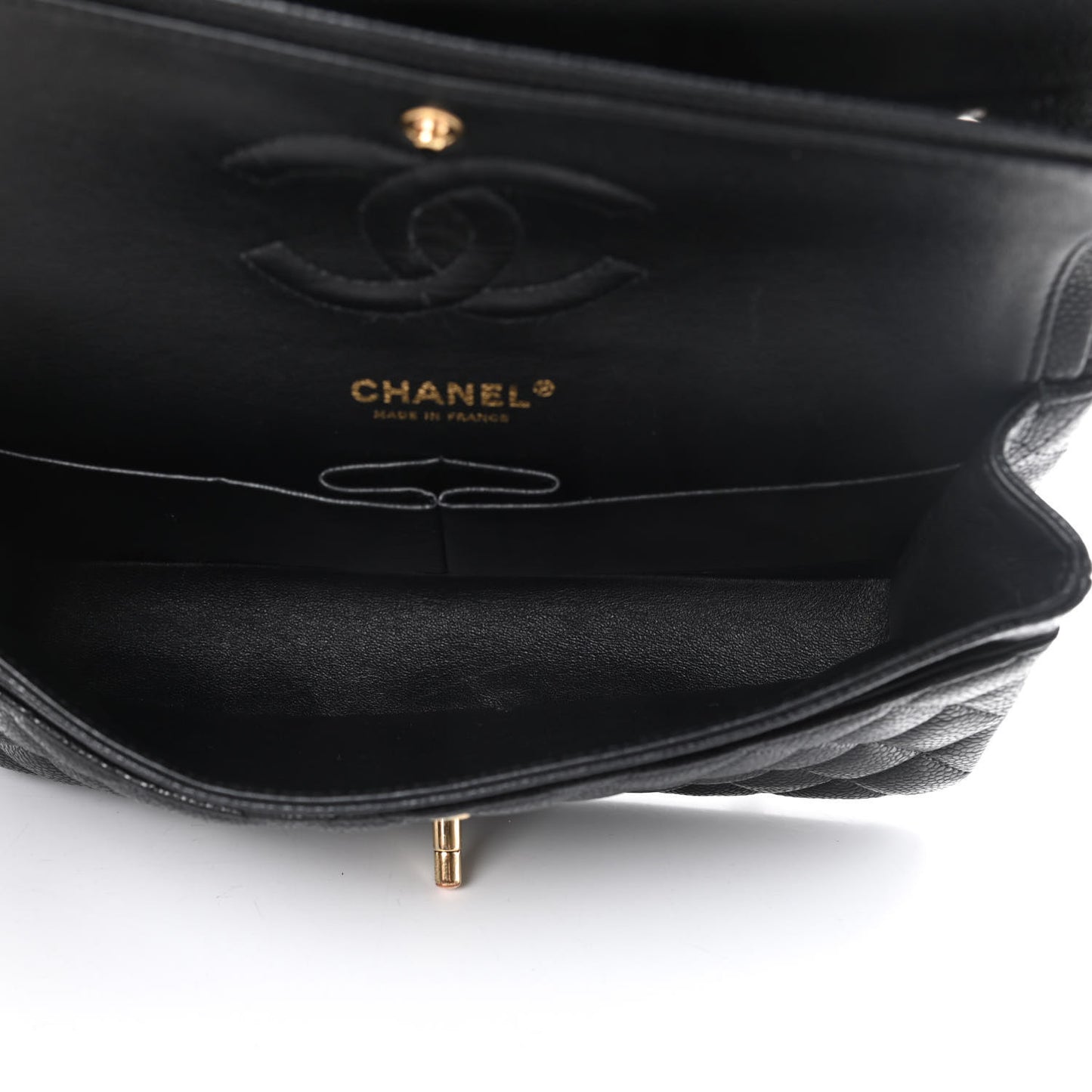 Caviar Quilted Medium Double Flap Black
