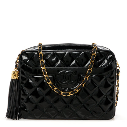 Chanel Patent Quilted Tassel Camera Case Black 1 of 11