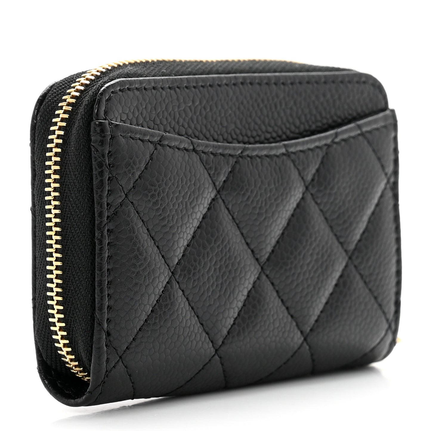 Caviar Quilted Zip Coin Purse Black