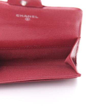 Chanel Caviar Quilted Flap Card Holder Wallet Dark Pink 5 of 9
