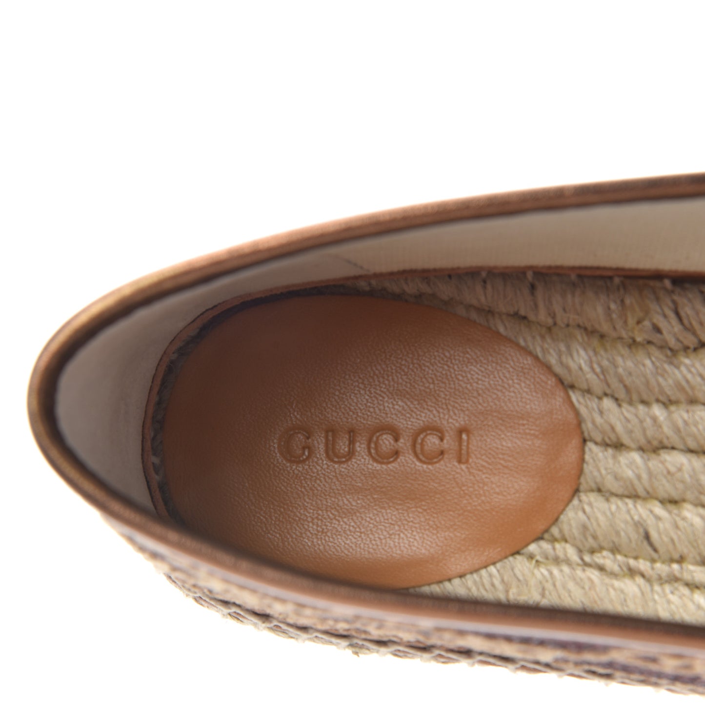 Lame Nappa GG Monogram Espadrilles 39 Brown Beige Light Bronze