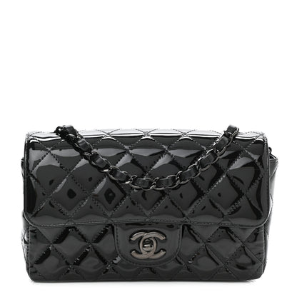 Chanel Patent Calfskin Quilted Mini Rectangular Flap So Black 1 of 11