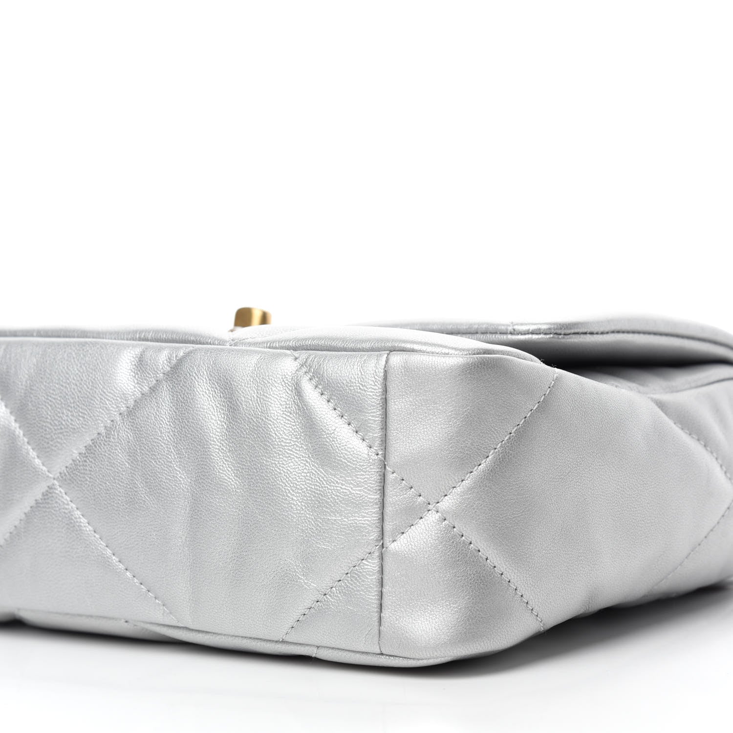 Chanel Metallic Lambskin Quilted Medium Chanel 19 Flap Silver 7 of 10