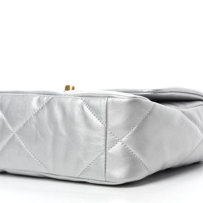Chanel Metallic Lambskin Quilted Medium Chanel 19 Flap Silver 7 of 10