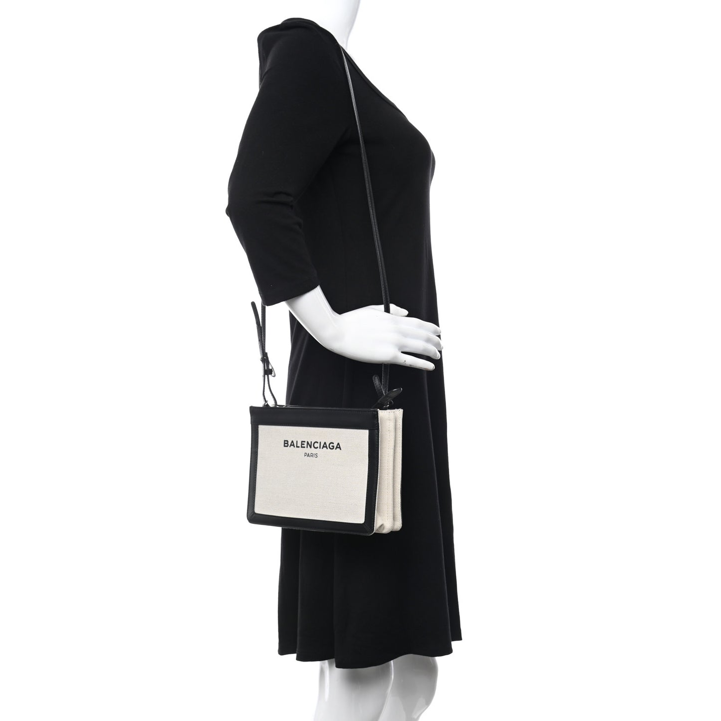 Cotton Canvas Pochette Crossbody Bag Black