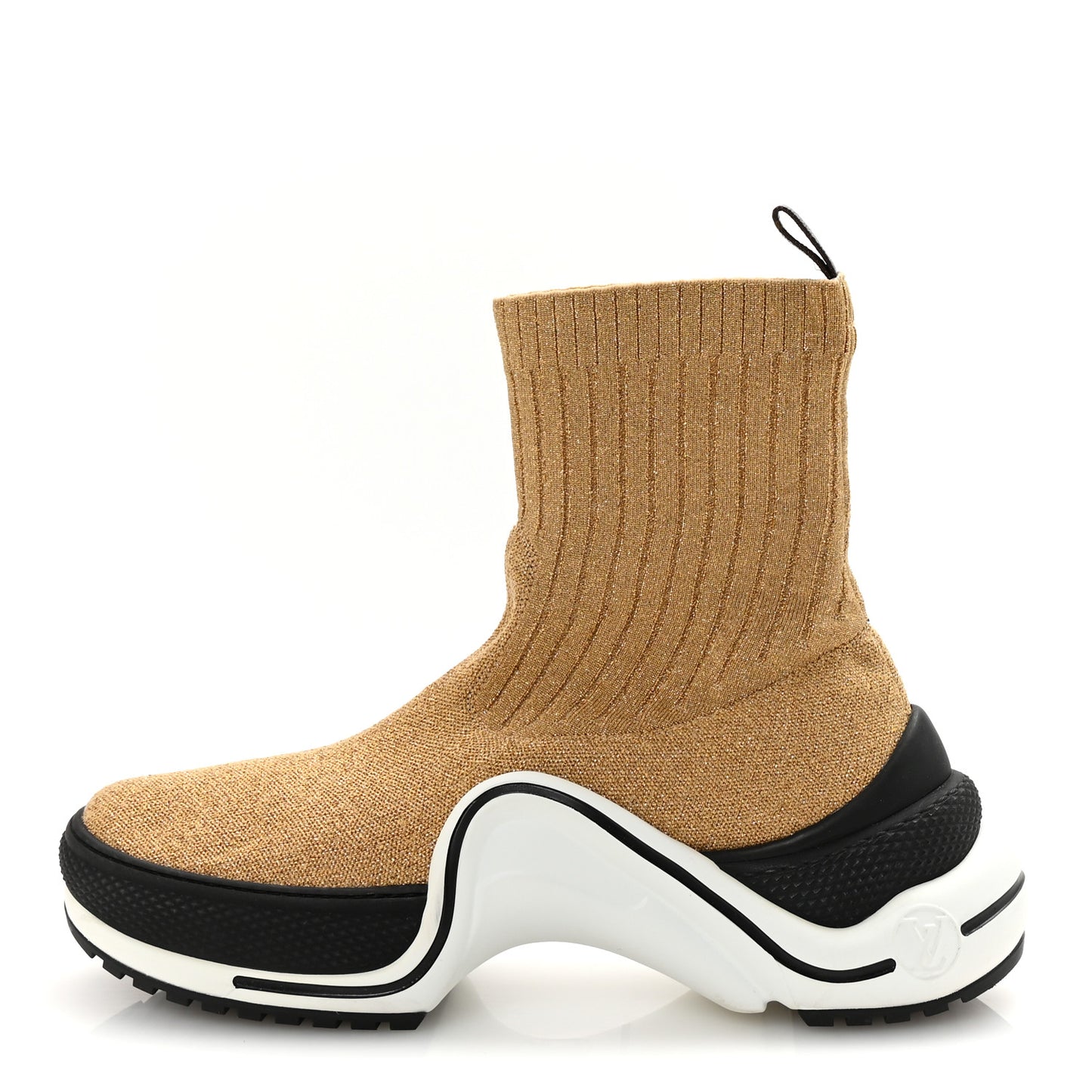 Glitter Stretch Textile Monogram LV Archlight Sneaker Boots 40 Gold Black