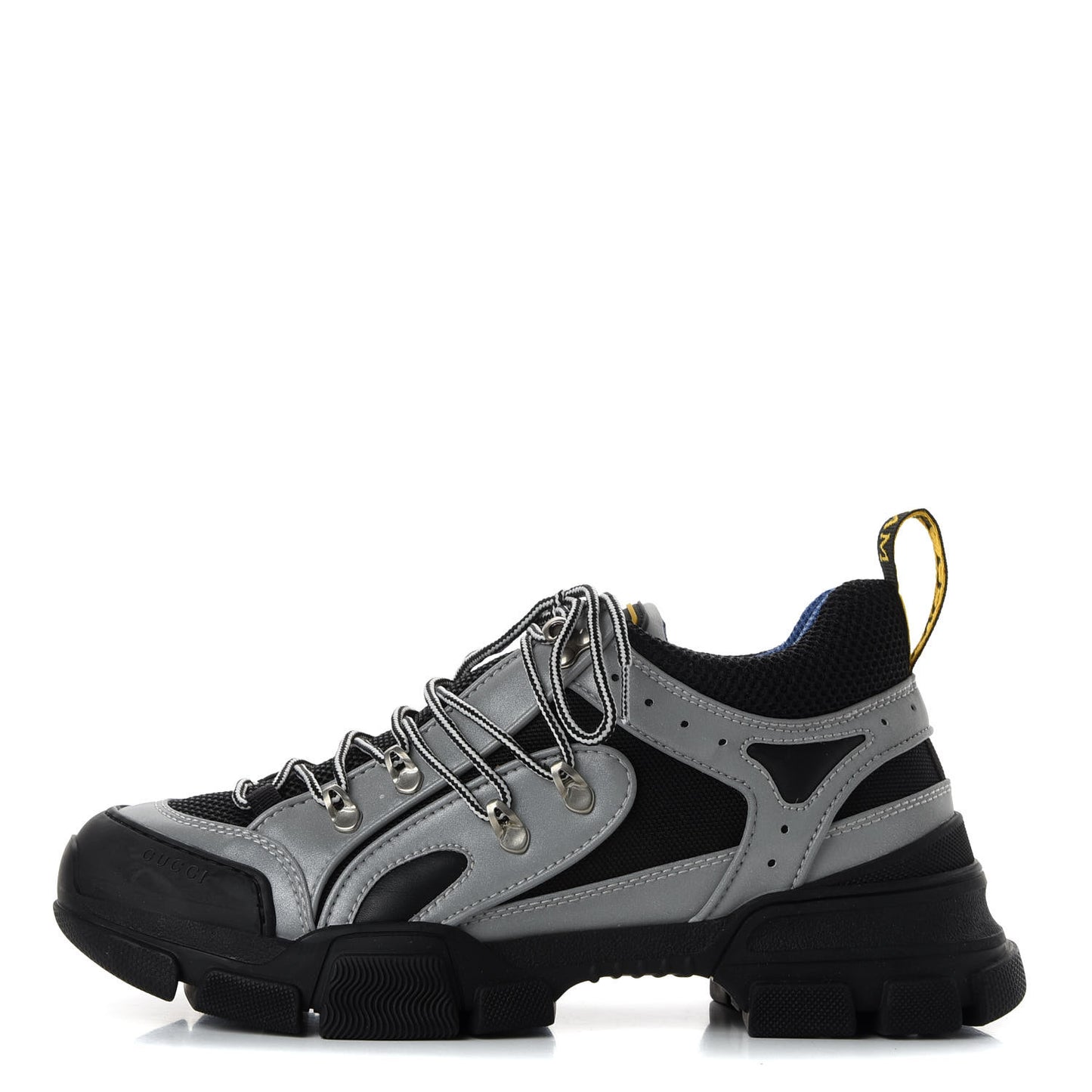 X SEGA Mesh Technical Canvas Calfskin Reflective Mens Flashtrek Sneakers 8 Silver Black