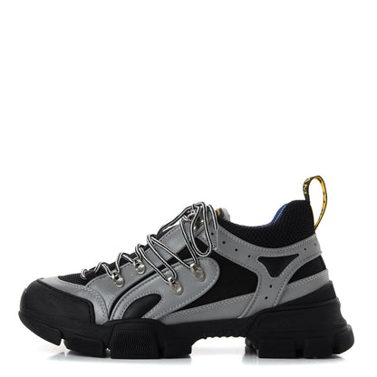 Gucci X SEGA Mesh Technical Canvas Calfskin Reflective Mens Flashtrek Sneakers 8 Silver Black 1 of 9