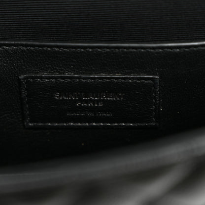 Saint Laurent Grain De Poudre Textured Mixed Matelasse Triquilt Small Monogram Monochrome Satchel Black 6 of 9