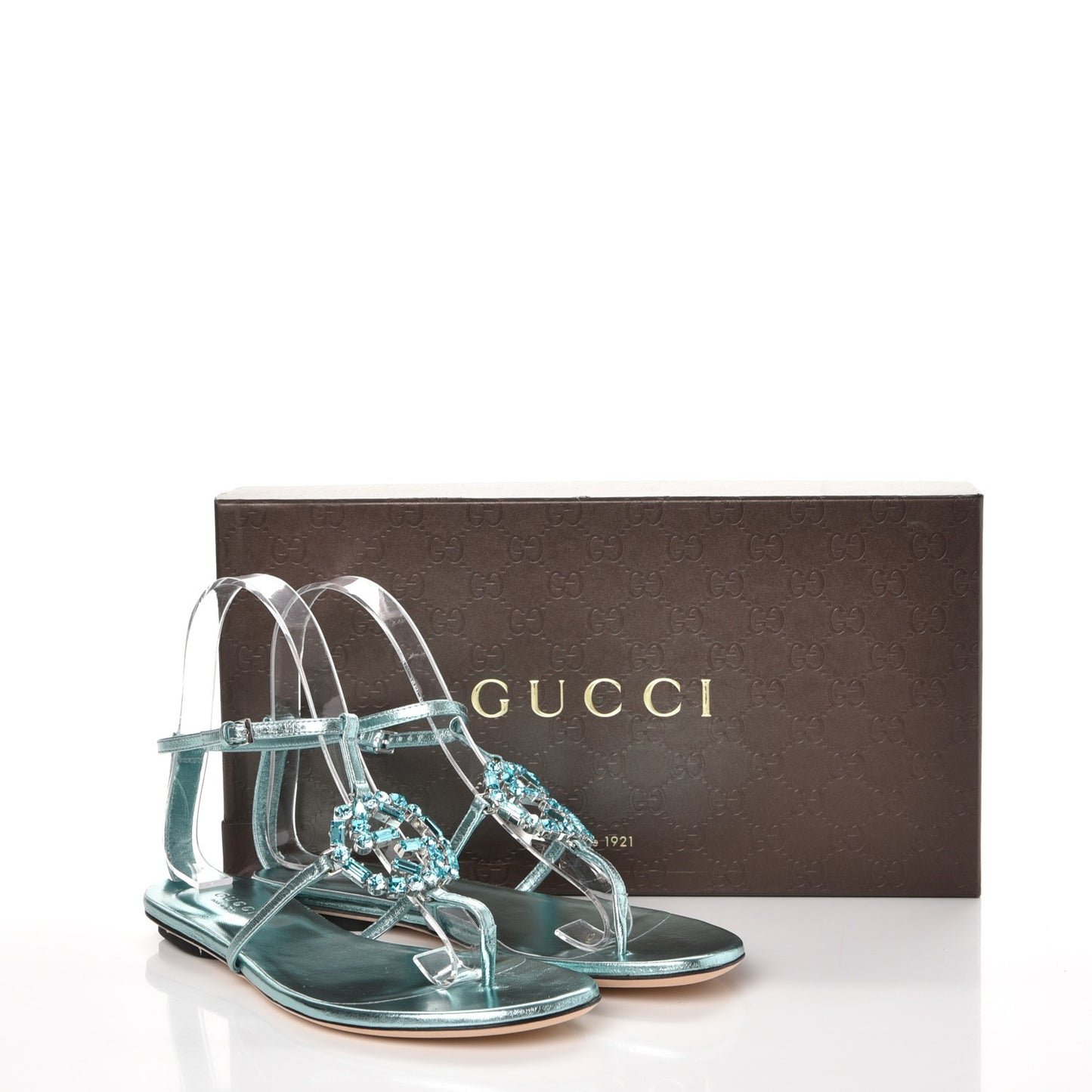 Nappa Crystal GG Thong Sandals 36 Lago