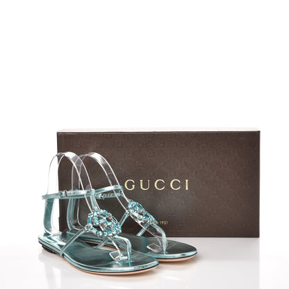 Gucci Nappa Crystal GG Thong Sandals 36 Lago 9 of 9