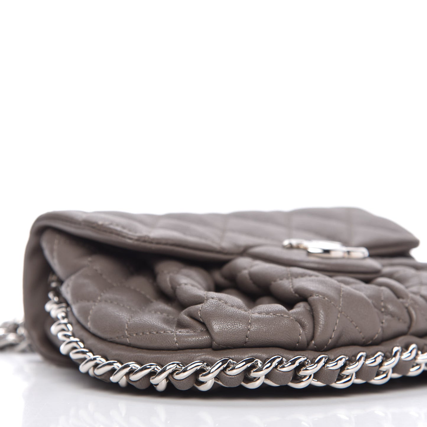 Washed Lambskin Quilted Mini Chain Around Flap Taupe