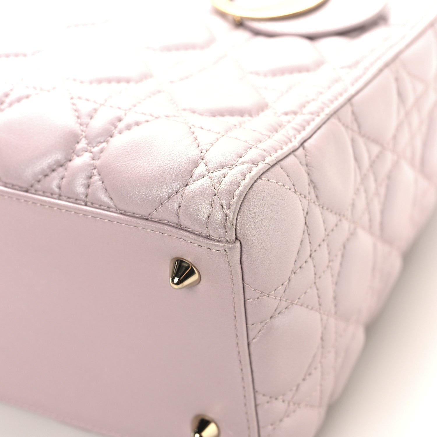 Christian Dior Pearly Lambskin Cannage Medium Lady Dior Lotus 9 of 11