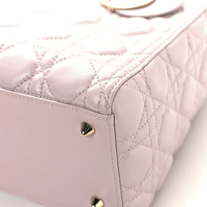 Christian Dior Pearly Lambskin Cannage Medium Lady Dior Lotus 9 of 11