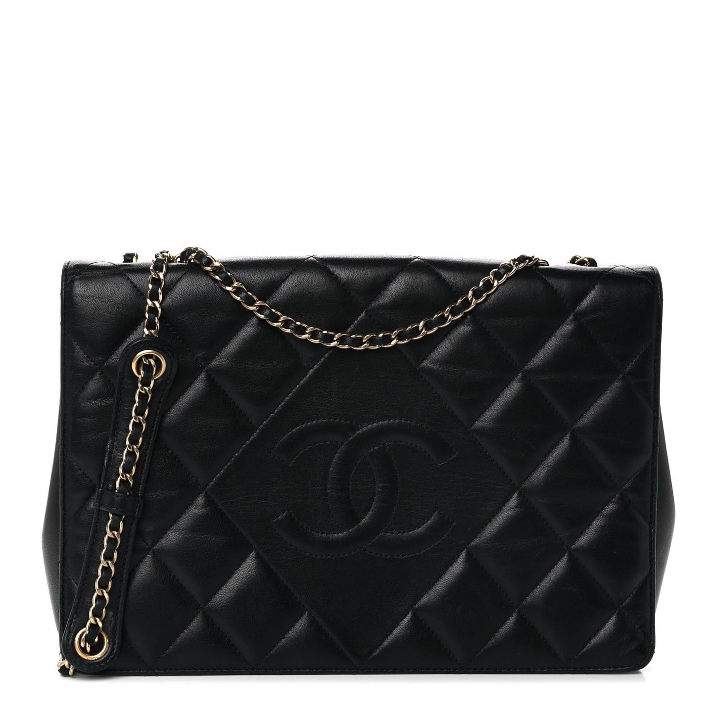 Lambskin Quilted Medium Diamond CC Flap Black