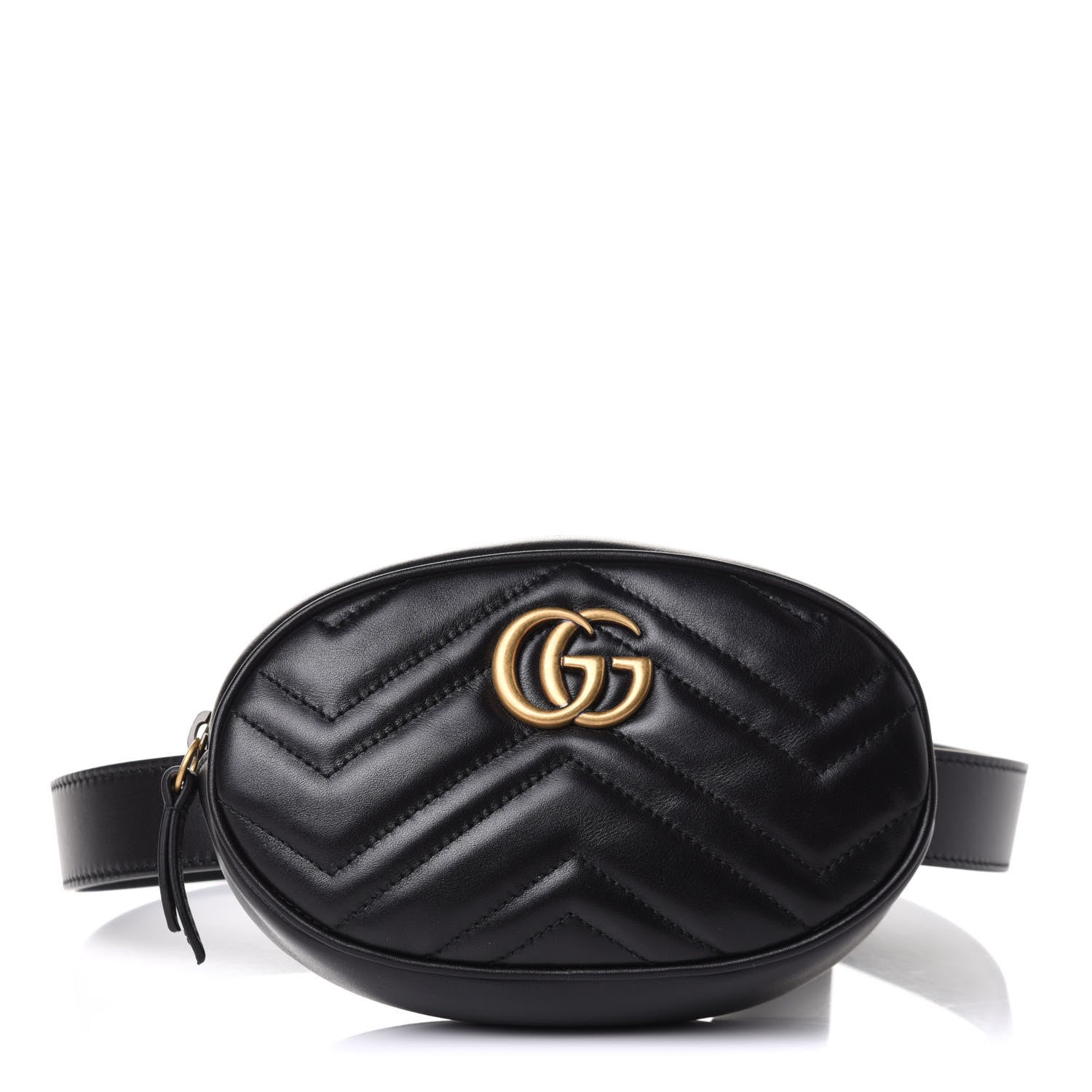Gucci Calfskin Matelasse GG Marmont Belt Bag 85 34 Black 1 of 13