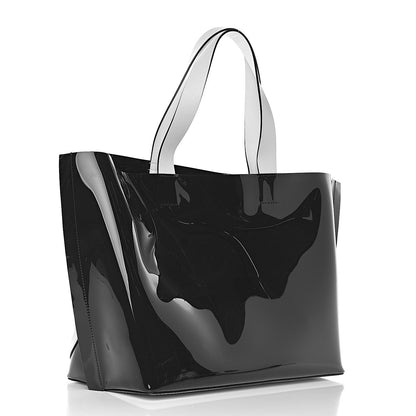Valentino Garavani Patent Large Escape Tote Black White 4 of 13