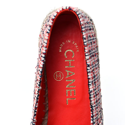 Chanel Tweed Grosgrain CC Espadrilles 36 Red Black White 8 of 10