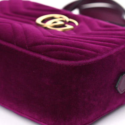 Gucci Velvet Matelasse Small GG Marmont Chain Shoulder Bag Fuchsia Violet Cyclamen 7 of 9
