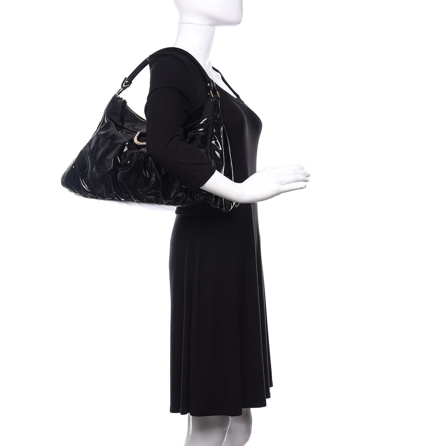 Patent Large D Ring Hobo Black